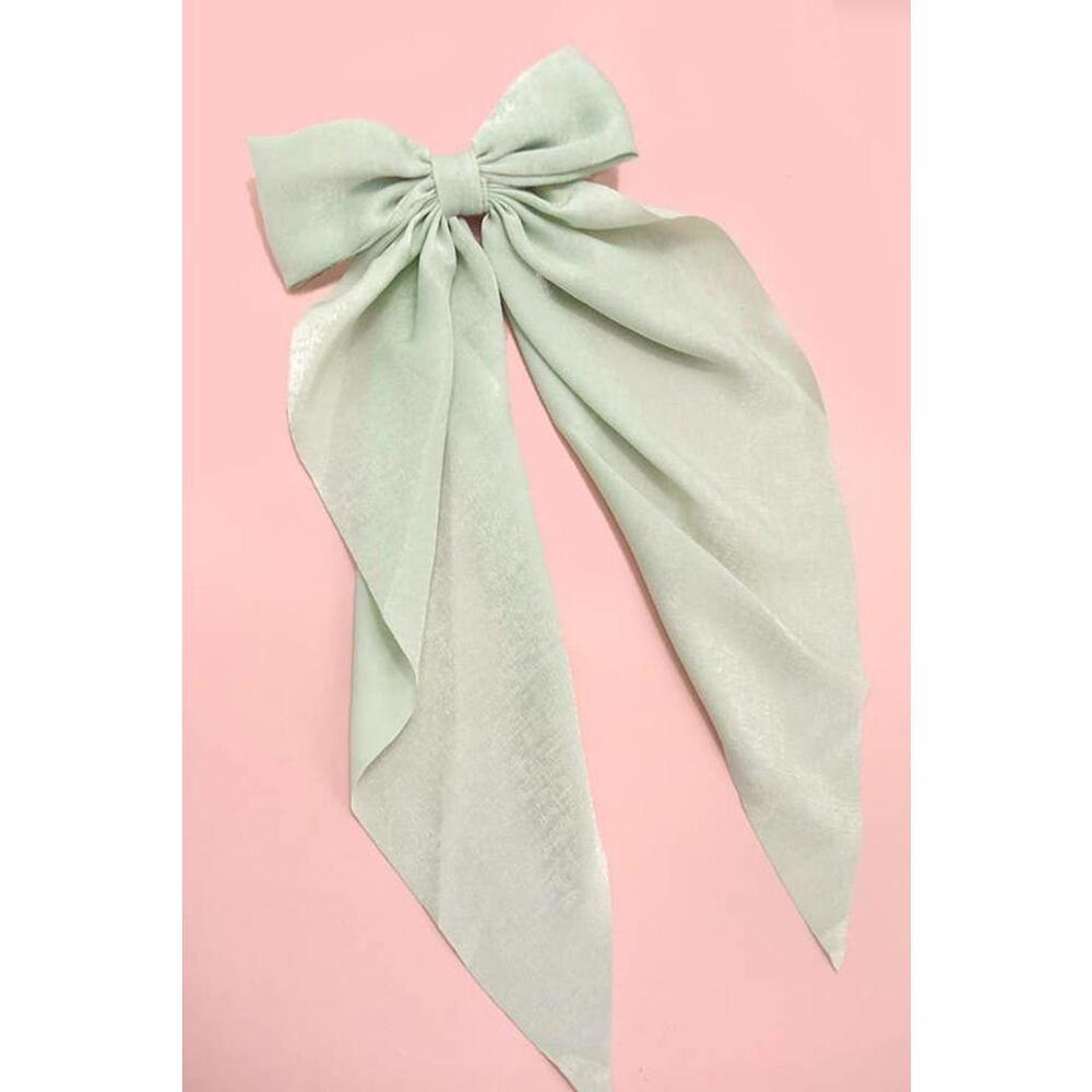 ORGANZA SHEER BOW RIBBON HAIR CLIPS - Mint
